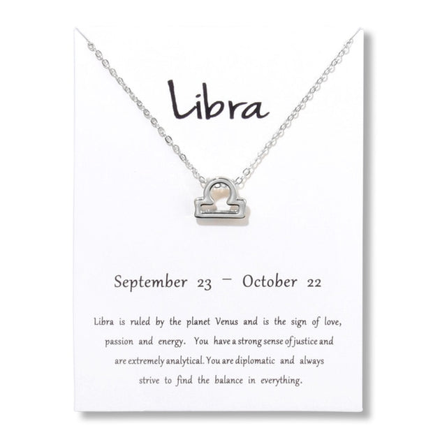 Birthday Gifts 12 Constellation Zodiac Pendant Necklace With White Card - Memoriex