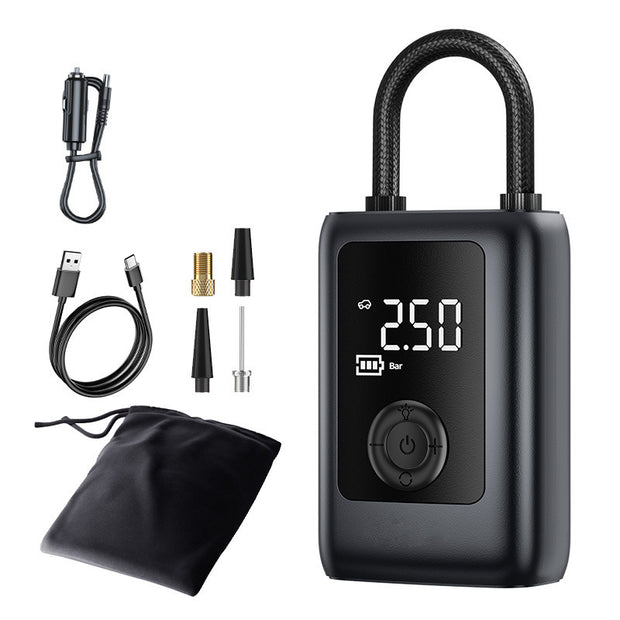 Portable Digital Tire Inflator with LCD Display, 150 PSI Cordless Air Pump for Car, Bike, Motorcycle, and Ball, USB-C Rechargeable with Power Bank - Memoriex