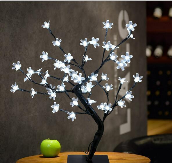 LED Crystal Cherry Blossom Tree Light Night Lights Table Lamp Christmas Fairy Wedding Decoration Lighting Luminarias de mesa