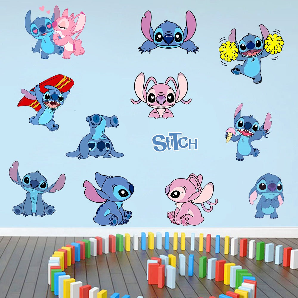 Stitch Children's Room Decoration Wall Stickers Self Adhesive Cartoon Stitch Broken Wall Baby Room Stickers