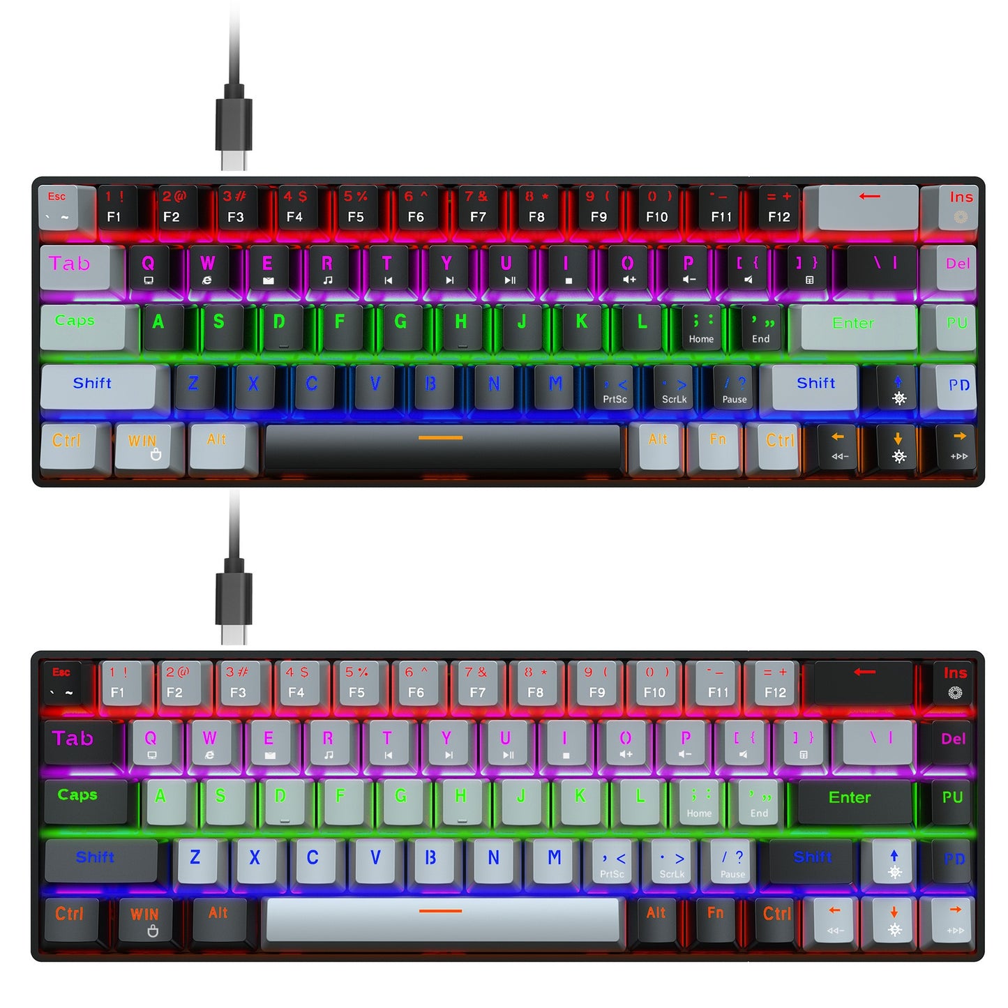 New 68 key RGB luminous esports game with blue and red axis mechanical keyboard laptop MAC 60% - Memoriex 