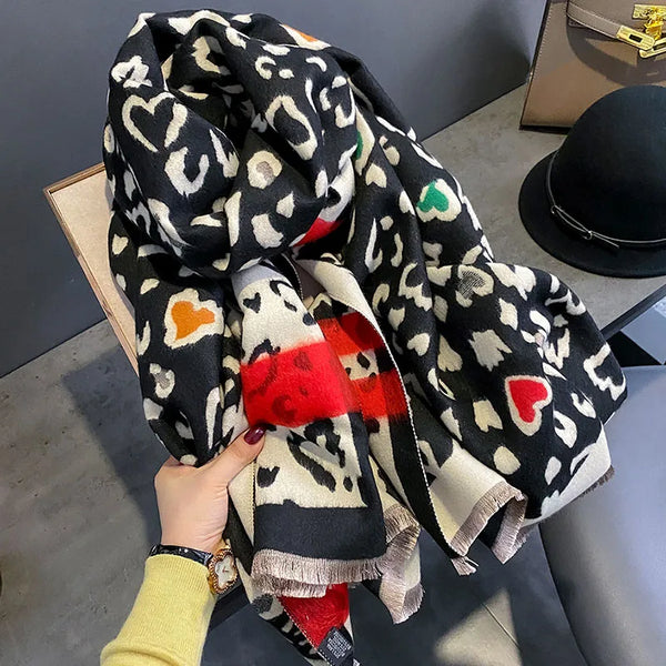 Double-Sided Leopard Print Wrap — Soft Cashmere-Feel Scarf with...