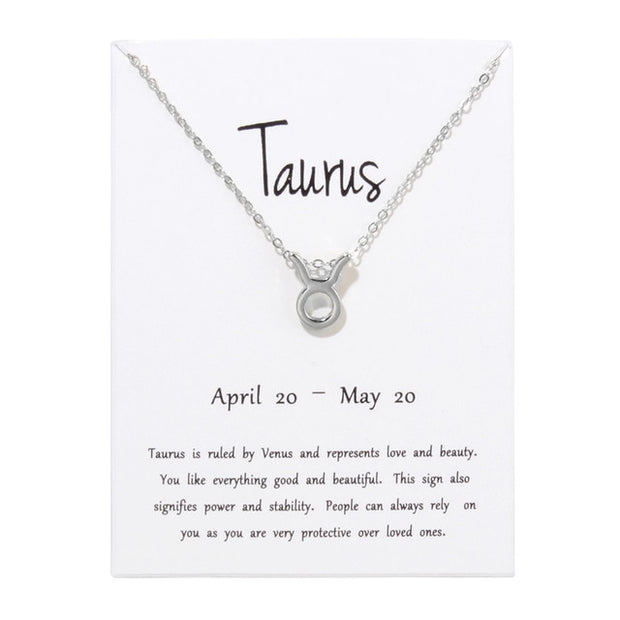 Birthday Gifts 12 Constellation Zodiac Pendant Necklace With White Card - Memoriex