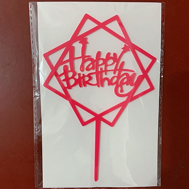 Acrylic Card Insert Happy Birthday Cake Decorating Insert Double Mirror Card Baking Holiday Flag - Memoriex