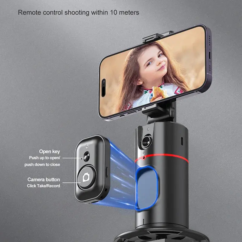 P02 Auto Face Tracking Stand 360 Rotation Phone Holder Desktop Tracking Gimbal Stabilizer Tripod for Live Vlogging Video - Memoriex 