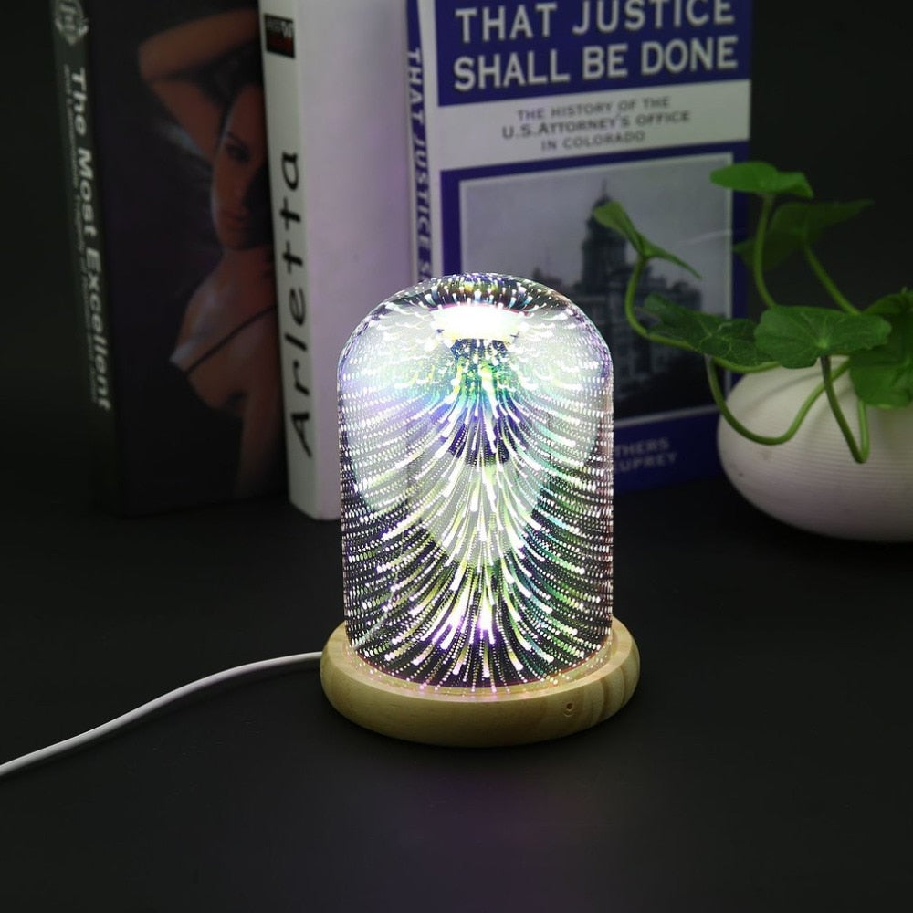 3D Night Light Magic Desk Table Lamp with Glass Cover LED USB Atmosphere Light 37D