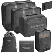 7PCS travel storage bag set, lipstick, makeup, washing, digital folding and organizing bag, bundle mouth luggage bag - Memoriex