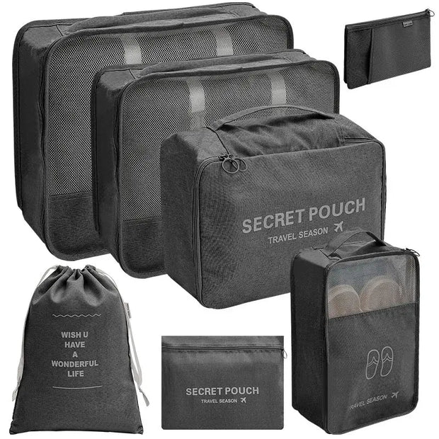 7PCS travel storage bag set, lipstick, makeup, washing, digital folding and organizing bag, bundle mouth luggage bag - Memoriex