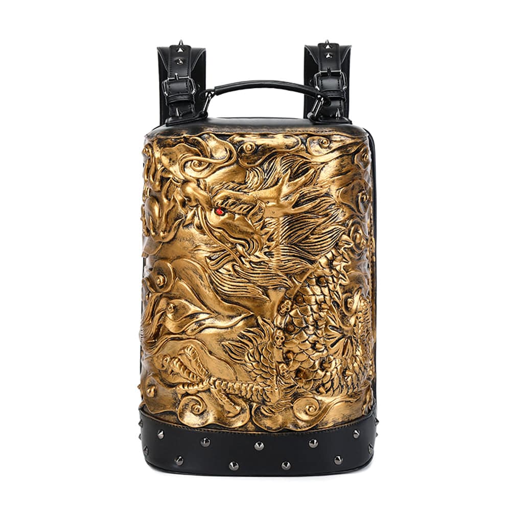 3D Backpack, Fashion 3D Double Hovering Dragon ,Cylinder Backack-4