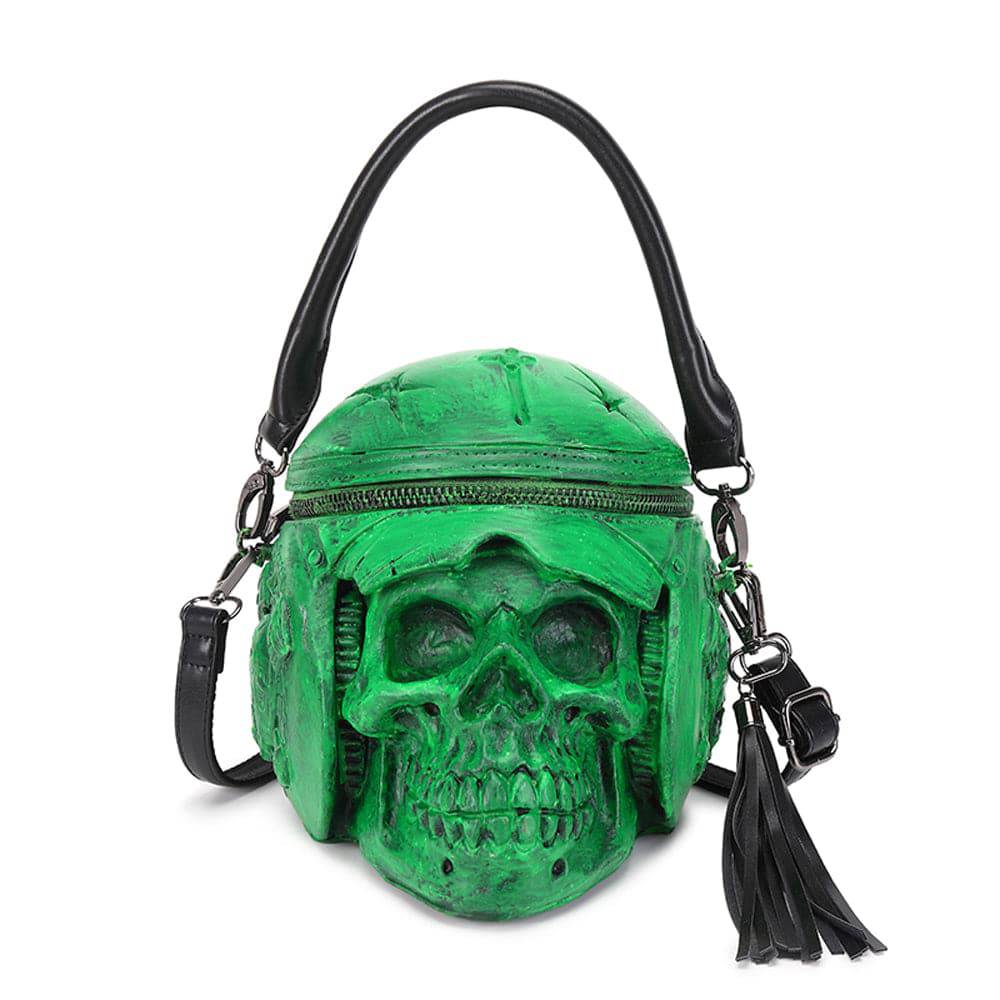 3D Backpack, Fashion 3D Skull With Helmet And Earphone Cross Body Handle Shoulder Bag-1