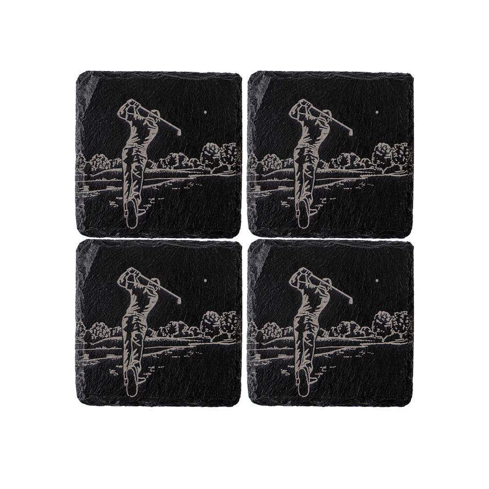 4 Slate Coasters - Golf-0