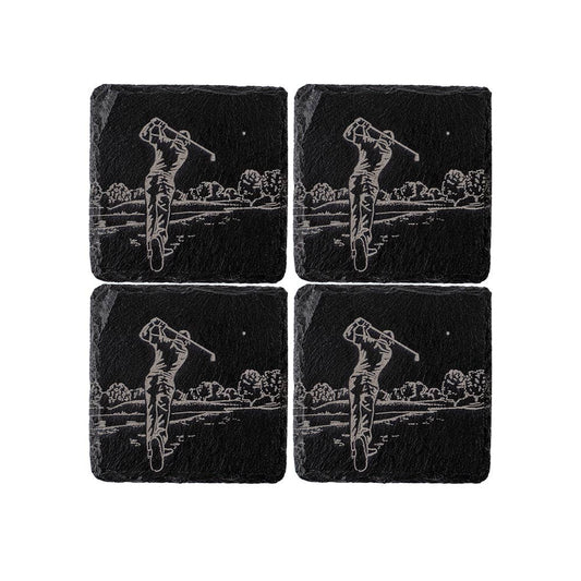 4 Slate Coasters - Golf-0