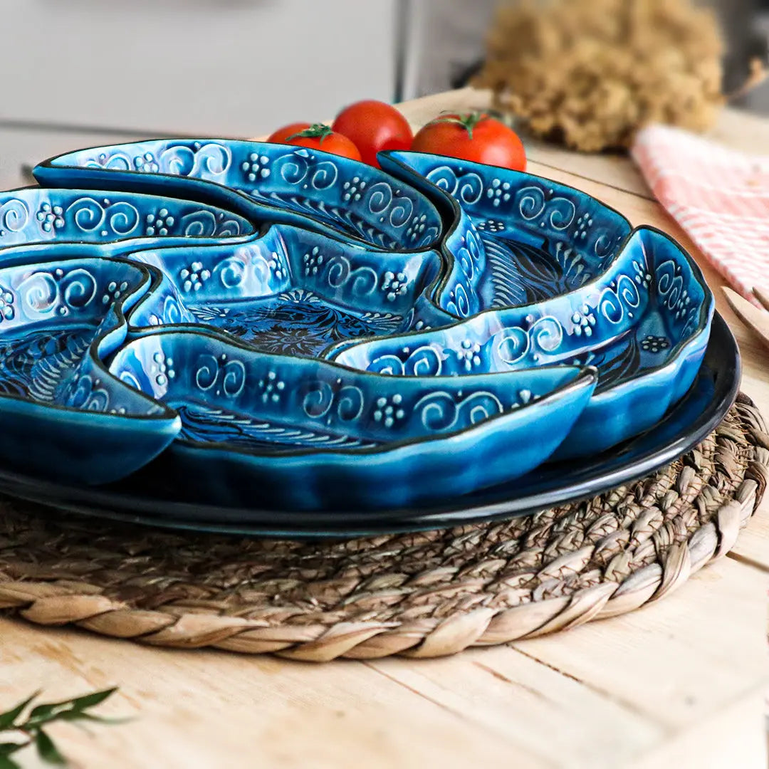 8-in-1 Blue Bowls Set for Sharing, Snacks and Breakfast - Memoriex 