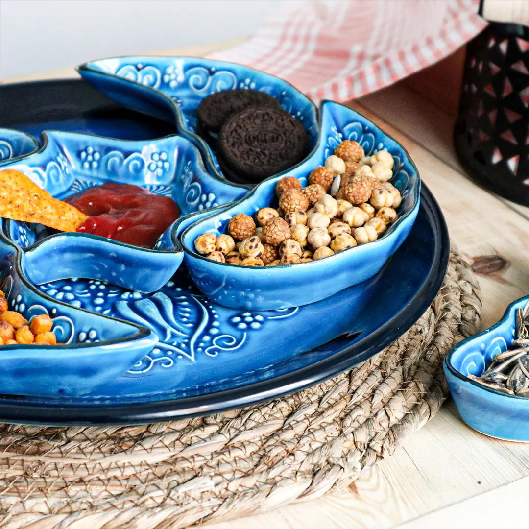 8-in-1 Blue Bowls Set for Sharing, Snacks and Breakfast - Memoriex 