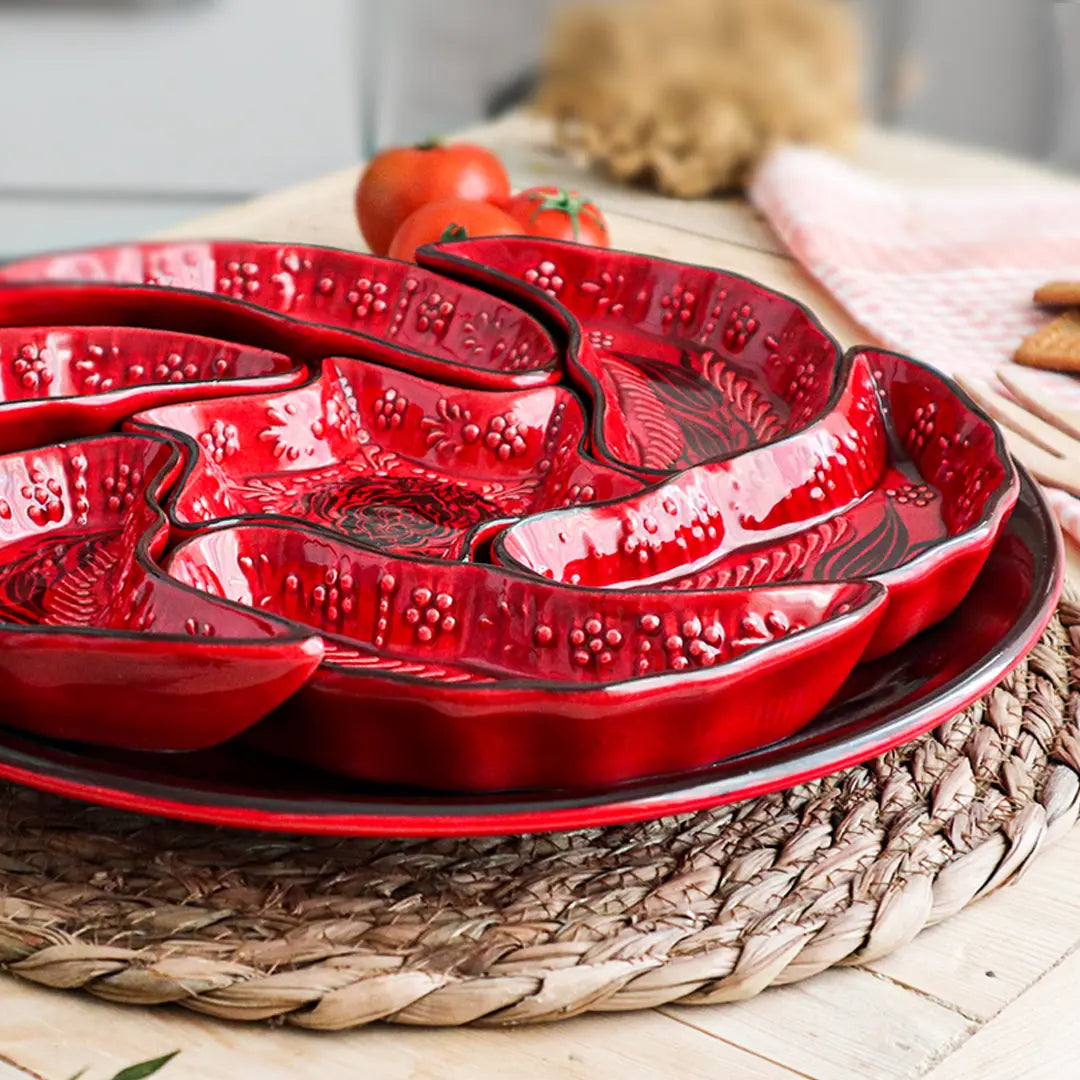 8-in-1 Red Bowls Set for Sharing, Snacks and Breakfast-3