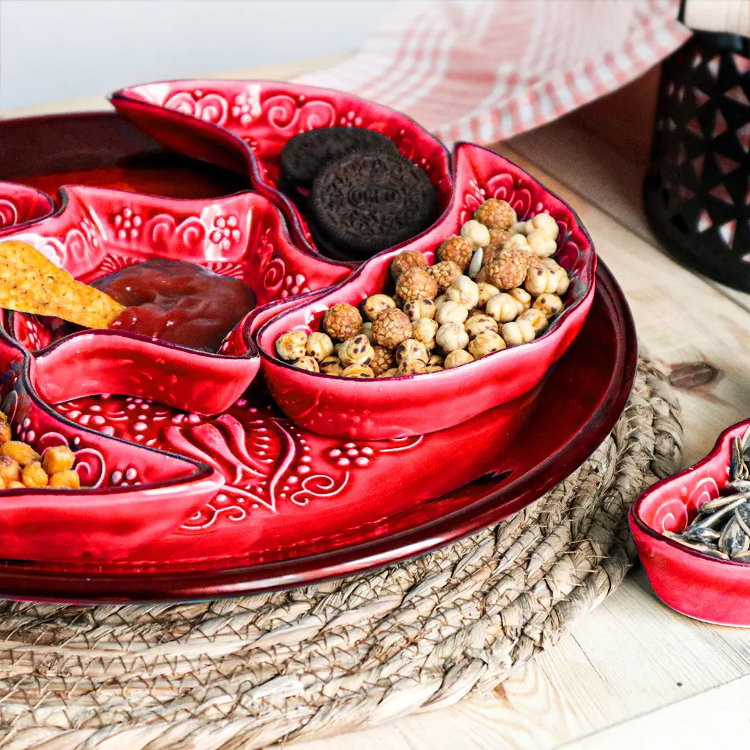 8-in-1 Red Bowls Set for Sharing, Snacks and Breakfast-4