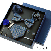 8-piece Gift Box Men's Formal Wear Business Bow Tie Square Scarf Tie Clip - Memoriex 