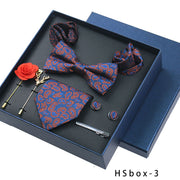 8-piece Gift Box Men's Formal Wear Business Bow Tie Square Scarf Tie Clip - Memoriex 