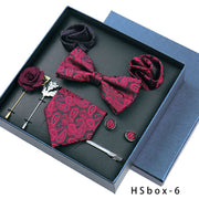 8-piece Gift Box Men's Formal Wear Business Bow Tie Square Scarf Tie Clip - Memoriex 