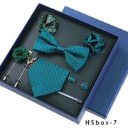 8-piece Gift Box Men's Formal Wear Business Bow Tie Square Scarf Tie Clip - Memoriex 