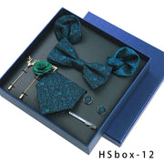 8-piece Gift Box Men's Formal Wear Business Bow Tie Square Scarf Tie Clip - Memoriex 