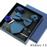 8-piece Gift Box Men's Formal Wear Business Bow Tie Square Scarf Tie Clip - Memoriex 