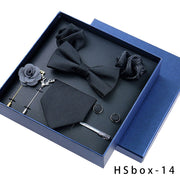 8-piece Gift Box Men's Formal Wear Business Bow Tie Square Scarf Tie Clip - Memoriex 