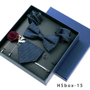 8-piece Gift Box Men's Formal Wear Business Bow Tie Square Scarf Tie Clip - Memoriex 