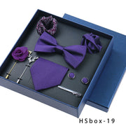 8-piece Gift Box Men's Formal Wear Business Bow Tie Square Scarf Tie Clip - Memoriex 