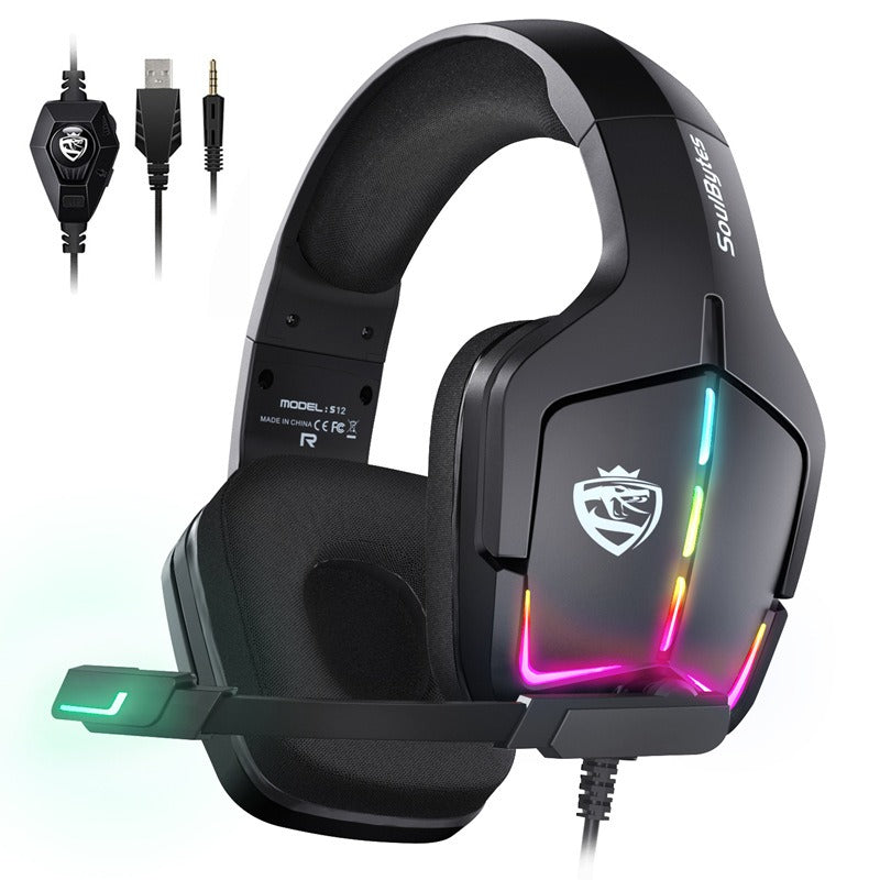 S12 Head mounted gaming headset wired RGB computer gaming headset PS4 headset - Memoriex 