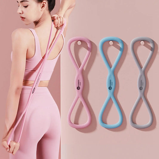 Yoga Gym Fitness 8 Shaped Resistance Band for Muscle Ligament Stretch Building Excersing Trainer Physical Stretching Exercises - Memoriex 