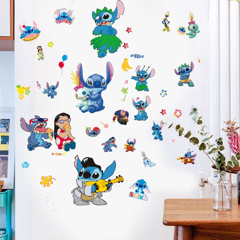 Stitch Children's Room Decoration Wall Stickers Self Adhesive Cartoon Stitch Broken Wall Baby Room Stickers