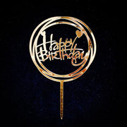 Acrylic Card Insert Happy Birthday Cake Decorating Insert Double Mirror Card Baking Holiday Flag - Memoriex