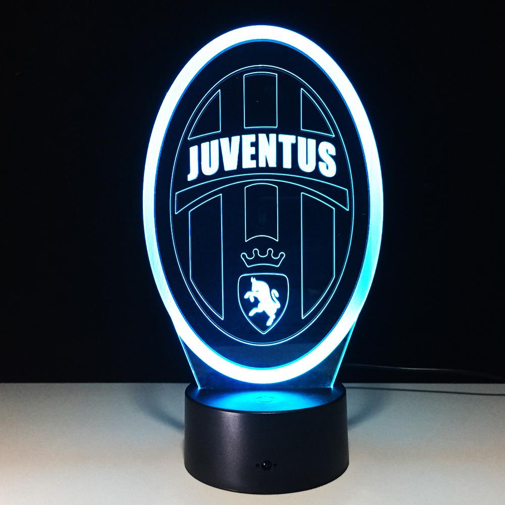 Hot 7 Colors Change Innovative Football Club 3D LED Night Light for Italy Juventus Club LED Touch Lamp Novelty Gifts USB Lampara