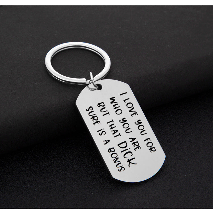 I love you for who you are..dick/pussy couple stainless steel military keychain - Memoriex