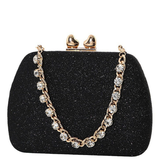 Little Love Water Diamond Chain Handheld Crossbody Small Square Bag Celebrity Banquet Handheld Bag - Memoriex 