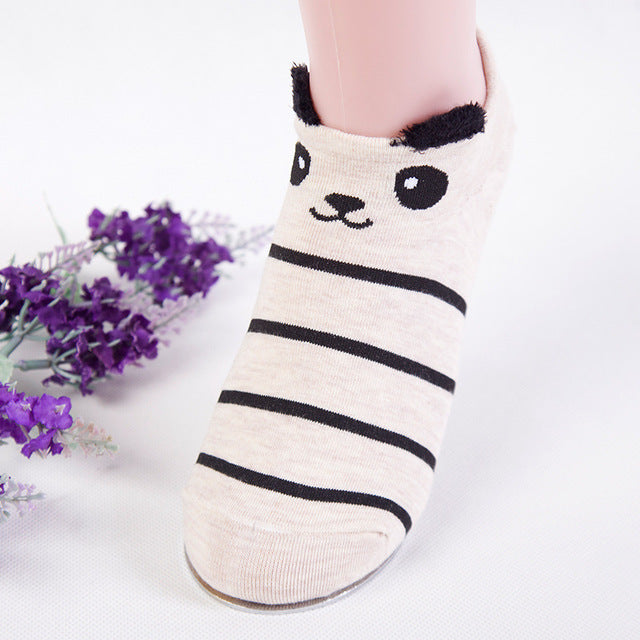 Cute Animal Cotton Socks Female Kawaii Cat With Dog Summer Short Socks Slippers Women Casual Soft Funny Boat Socks - Memoriex 