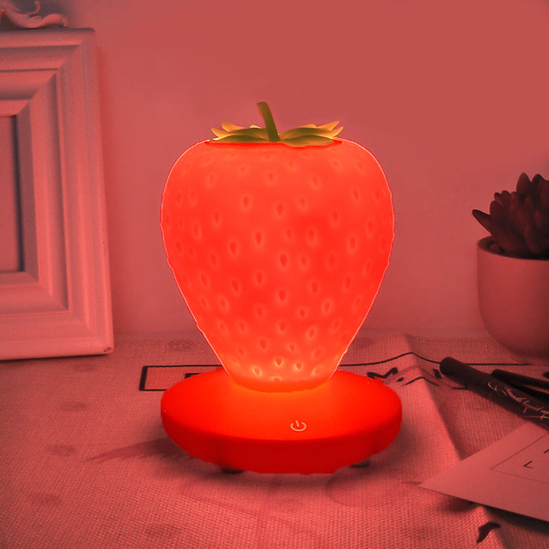 Creative Home Strawberry Night Light USB Rechargeable Bedside Decoration Atmosphere Light Novel And Peculiar Led Silicone Eye Protection Table Lamp