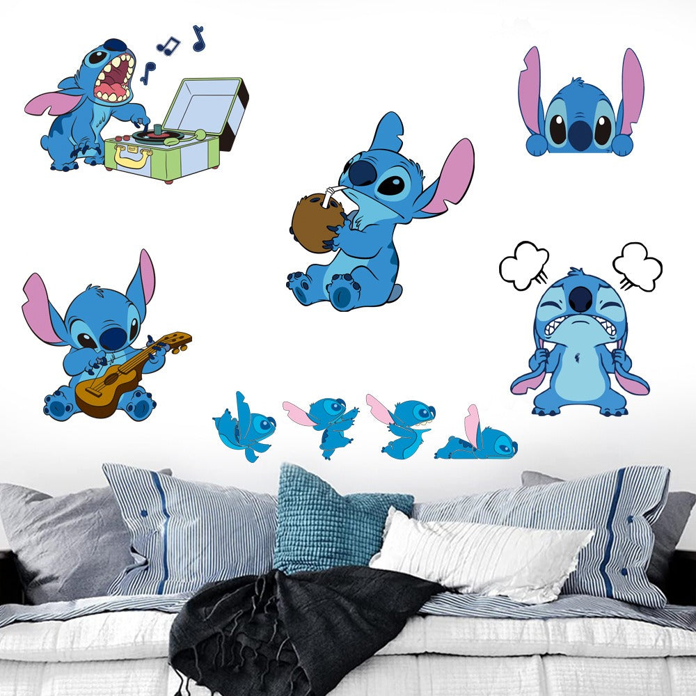 Stitch Children's Room Decoration Wall Stickers Self Adhesive Cartoon Stitch Broken Wall Baby Room Stickers