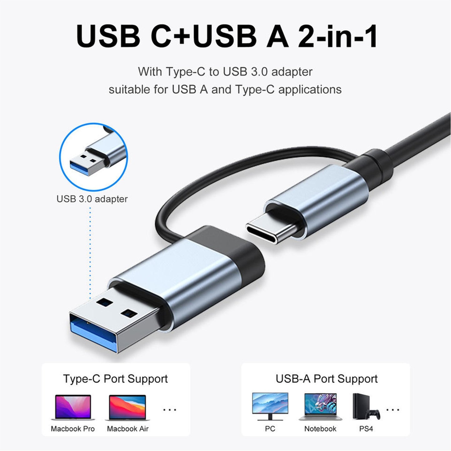 USB+Type-C Dual Interface 7-in-1 Expansion Multifunctional Computer Hub Notebook