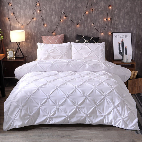 Pinch Pleat Duvet Cover Set, Luxury Hotel-Style Bedding with...