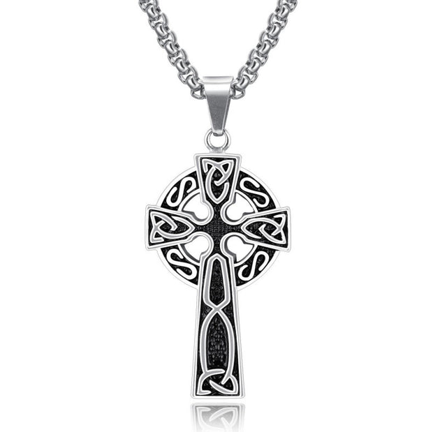 Spiral Cross Pearl Chain Necklace Titanium Steel Retro Pendant - Memoriex