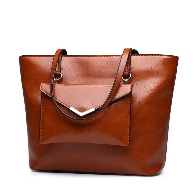 Oil wax leather mother bag two-piece handbag shoulder bag ladies bag