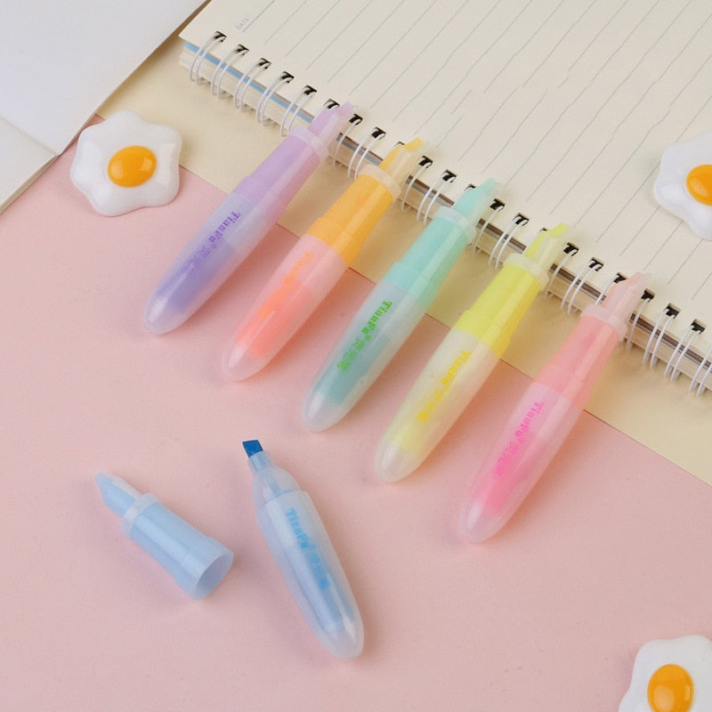 1 PCS Cute Mini Highlighter Lovely Cartoon Paint Marker Pen School Office Office Stationery Supply Capsule Vitamin Kawaii Funny - Memoriex 