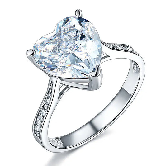 925 Sterling Silver Bridal Engagement Ring 3.5 Carat Heart Created Diamond Jewelry XFR8215-0