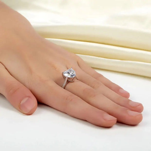 925 Sterling Silver Bridal Engagement Ring 3.5 Carat Heart Created Diamond Jewelry XFR8215-5