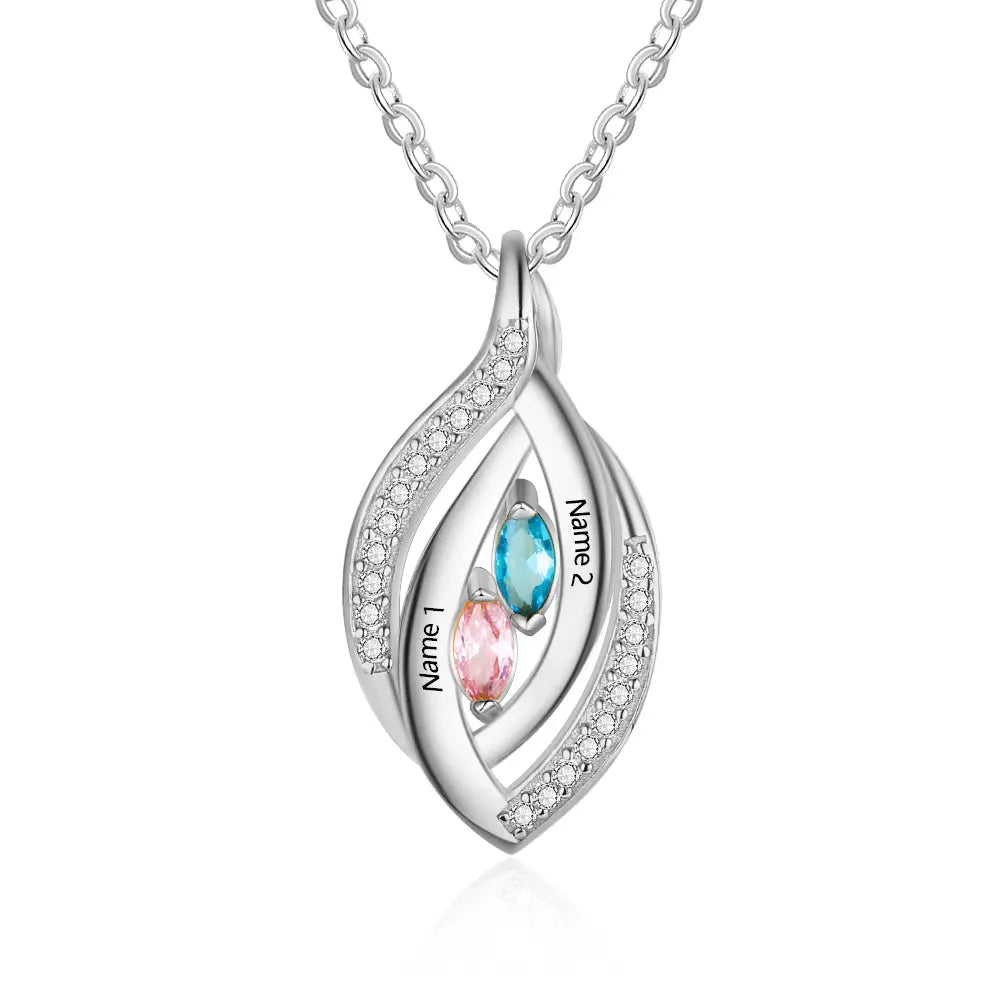 925 Sterling Silver Cubic Zirconia Birthstones Eye Pendant Necklace-0