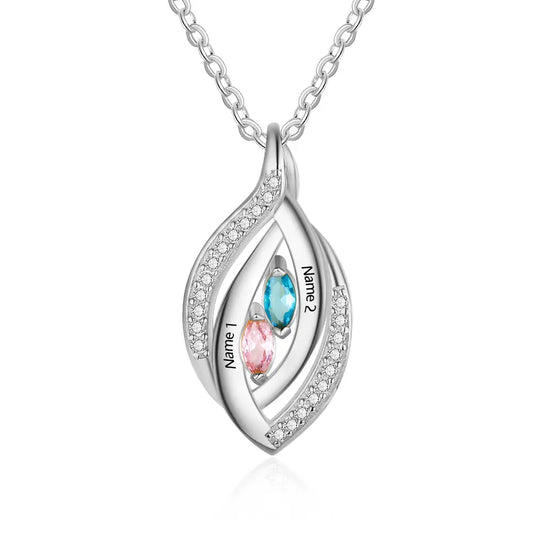 925 Sterling Silver Cubic Zirconia Birthstones Eye Pendant Necklace-0