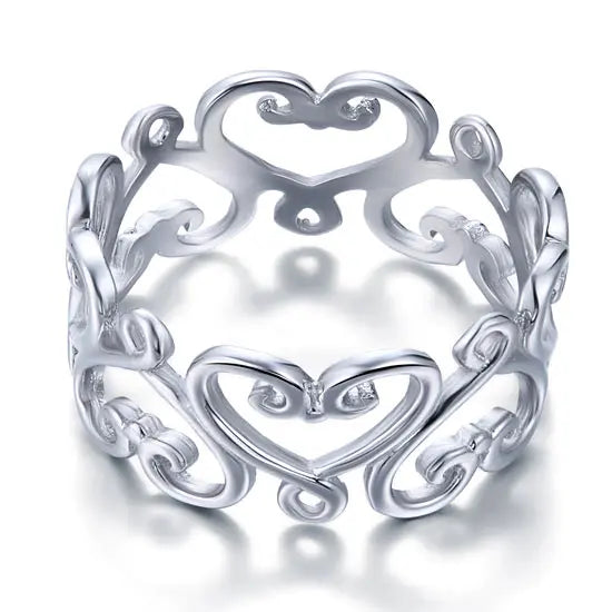 925 Sterling Silver Heart Ring Band Wedding Band Jewelry XFR8139-1