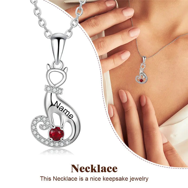 925 Sterling Silver One Birthstone Necklace-1